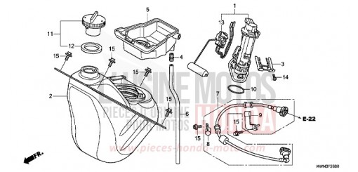RESERVOIR A CARBURANT (WW125EX2A/EX2B) WW125EX2A de 2010